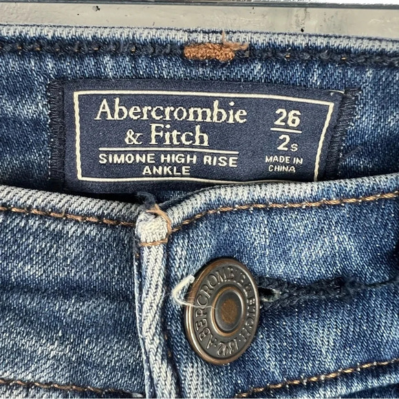 ABERCROMBIE & FITCH Simone High Rise Raw Ankle Hem Skinny Jeans with button-fly - Picture 2 of 6